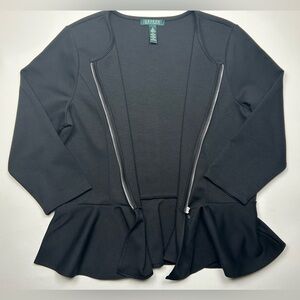 VTG Lauren Ralph Lauren XL Black Peplum Blouse
